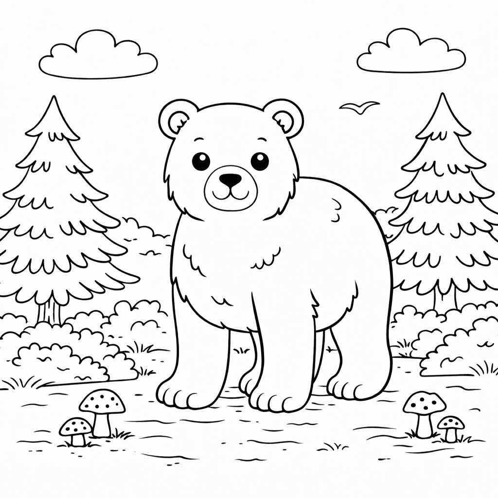 Niedźwiedź do druku – Kolorowanka z niedźwiedziem