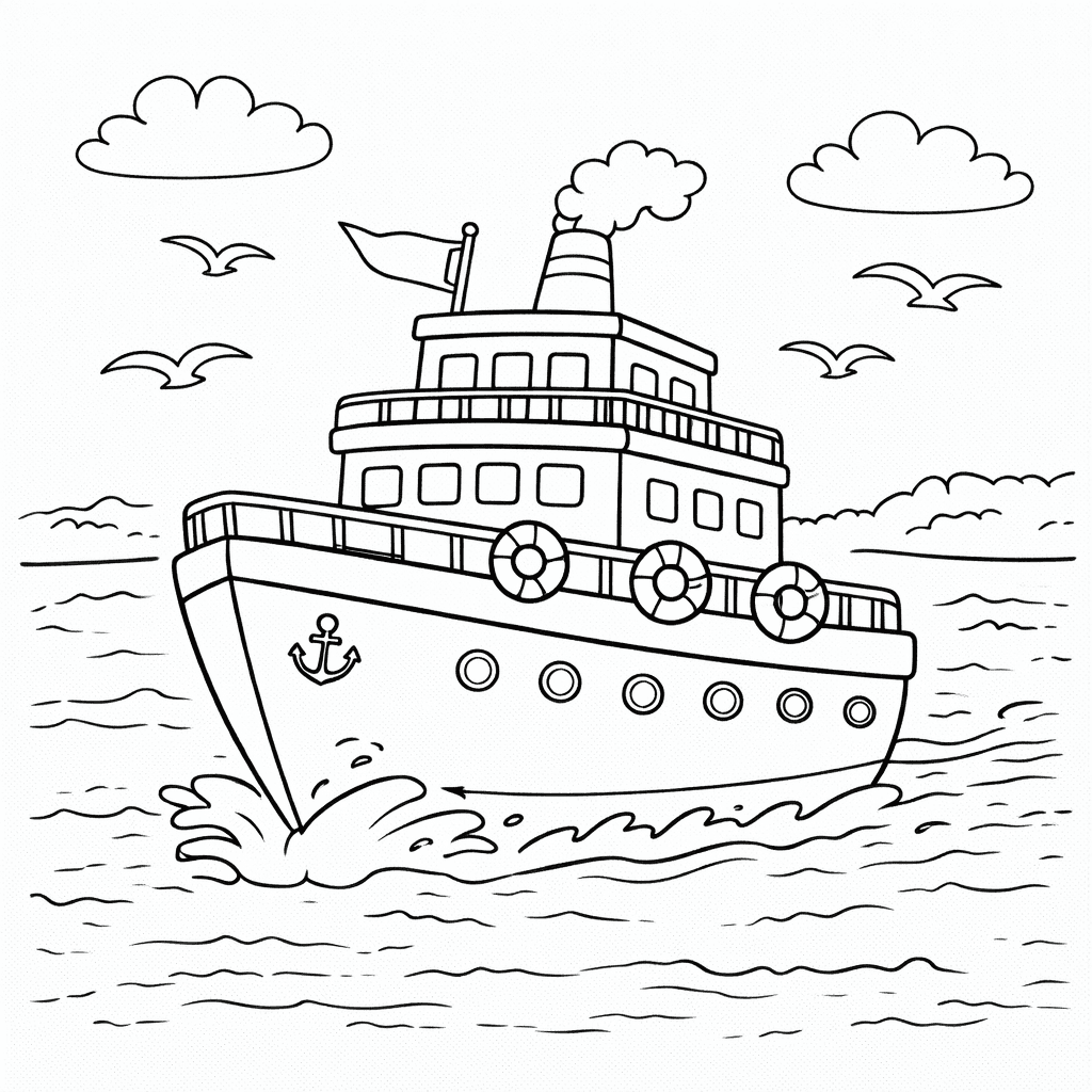 Statek do druku – Kolorowanka statku do wydrukowania