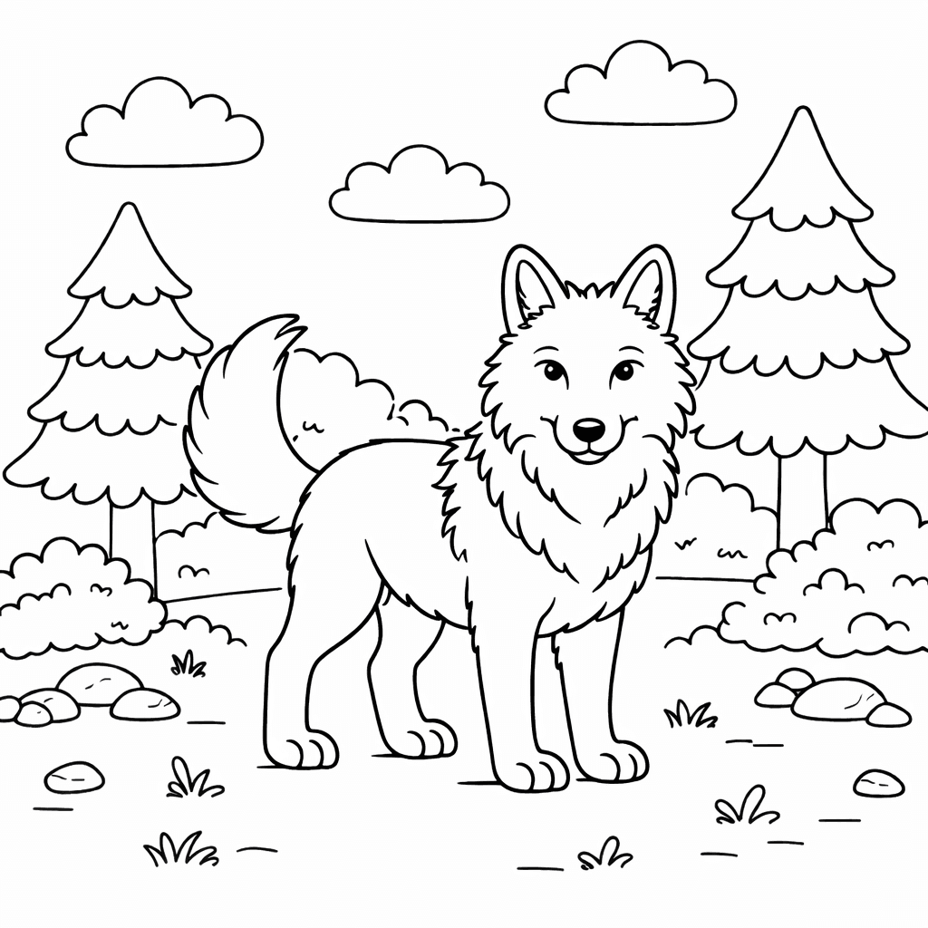 Wilk do druku – Kolorowanka z wilkiem dla dzieci