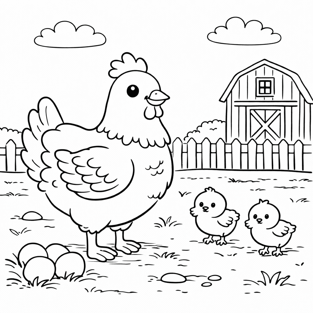 Kura do druku – Kolorowanka z kurą