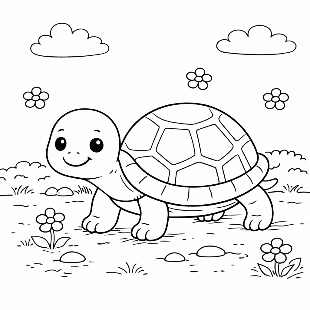 Żółw do druku – Kolorowanka z żółwiem