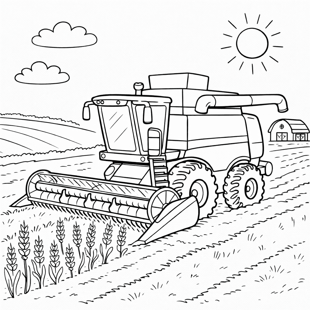 Kombajn do druku – Kolorowanka z kombajnem dla dzieci