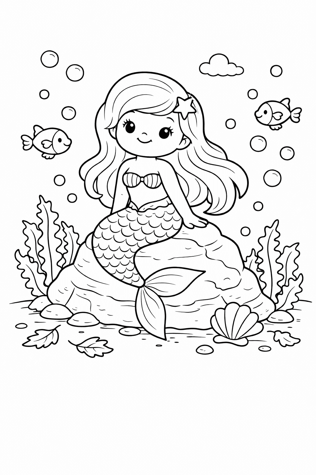 Syrenka do druku – Kolorowanka z syrenką dla dzieci