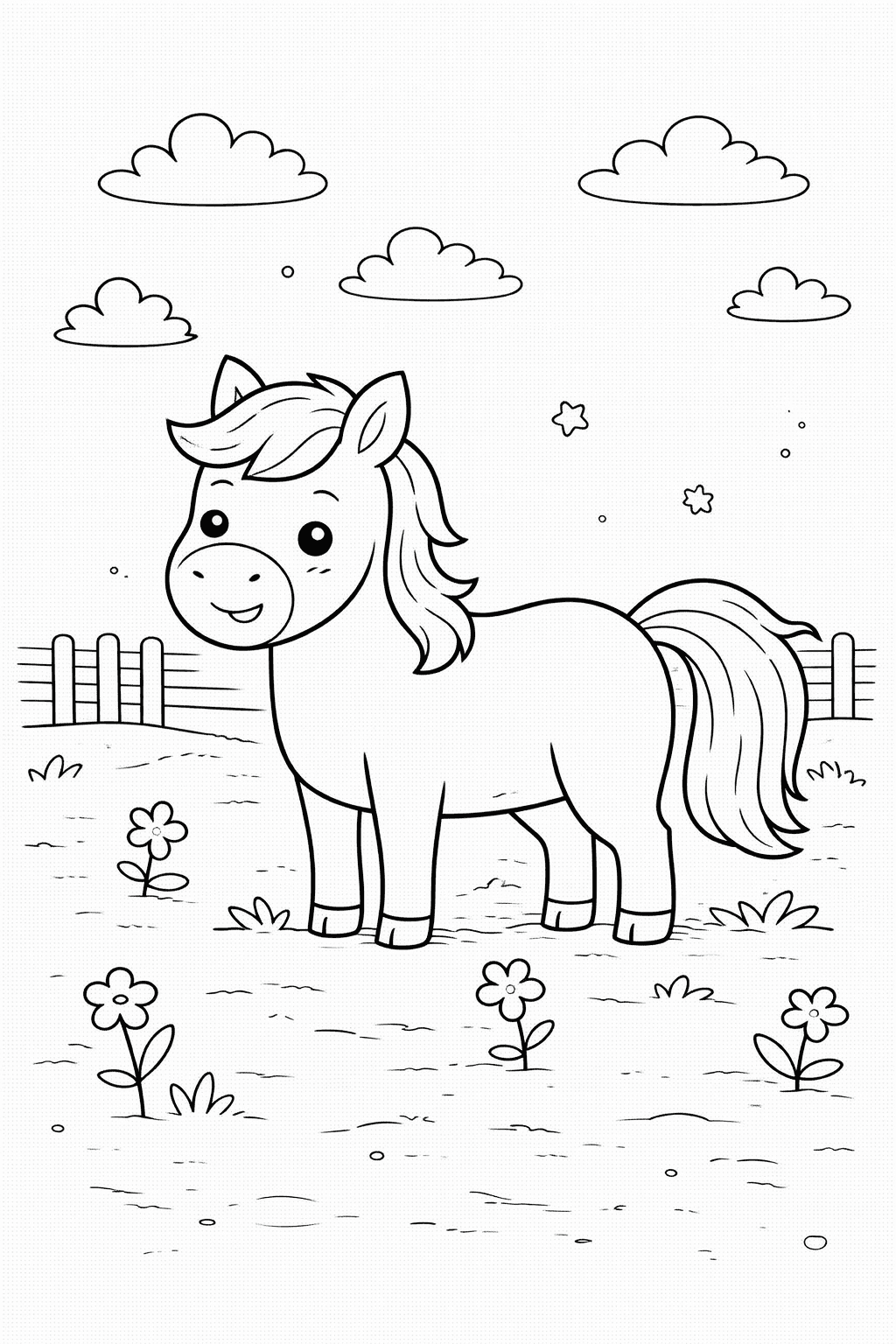 Konik do druku – Kolorowanka z konikiem dla dzieci
