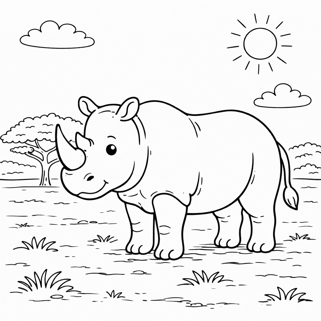 Nosorożec do druku – Kolorowanka z nosorożcem