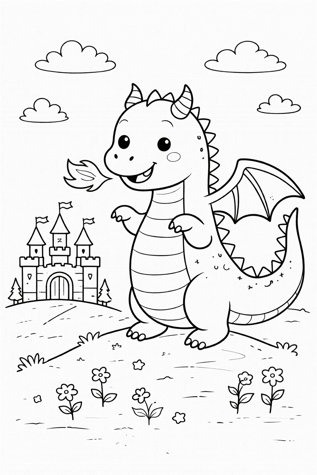Smok do druku – Kolorowanka smoka dla dzieci