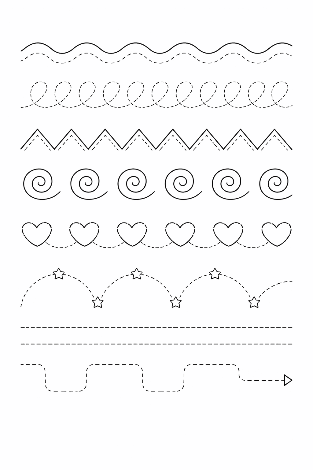 Szlaczki do druku – Ćwiczenia grafomotoryczne dla dzieci