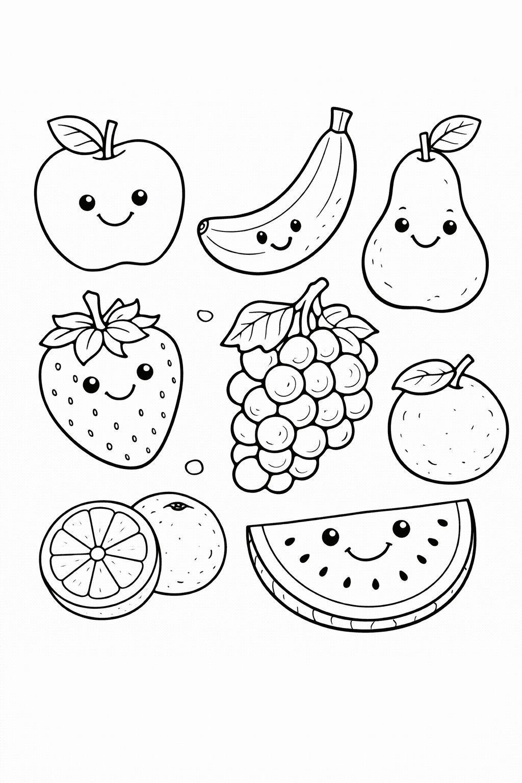 Owoce do druku – Kolorowanki z owocami dla dzieci
