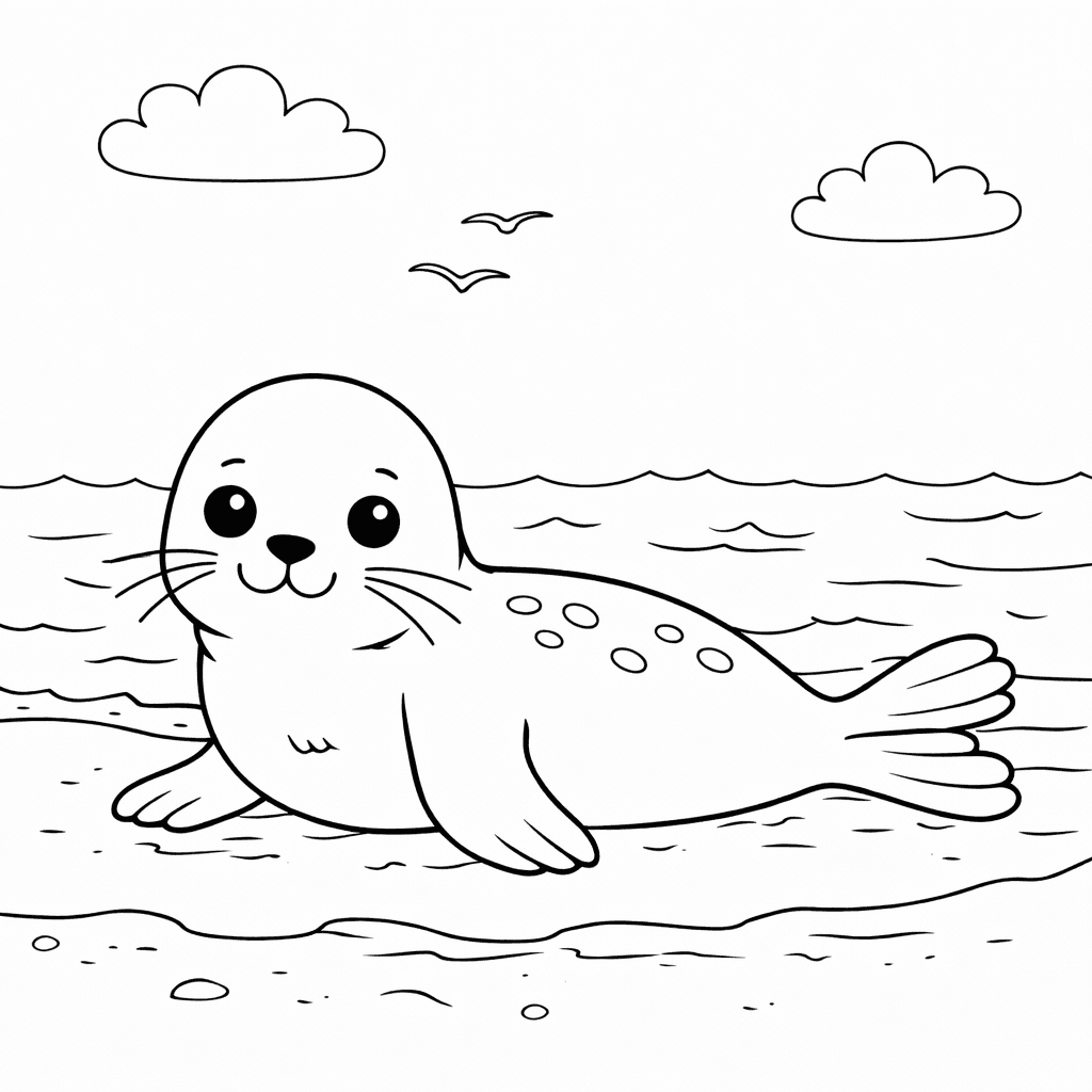 Foka do druku – Kolorowanka z foką dla dzieci