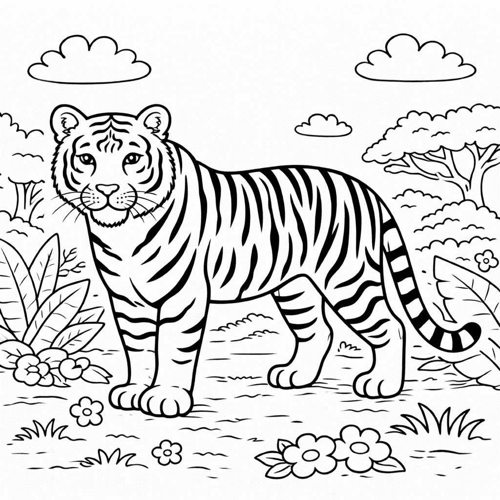Tygrys do druku – Kolorowanka z tygrysem