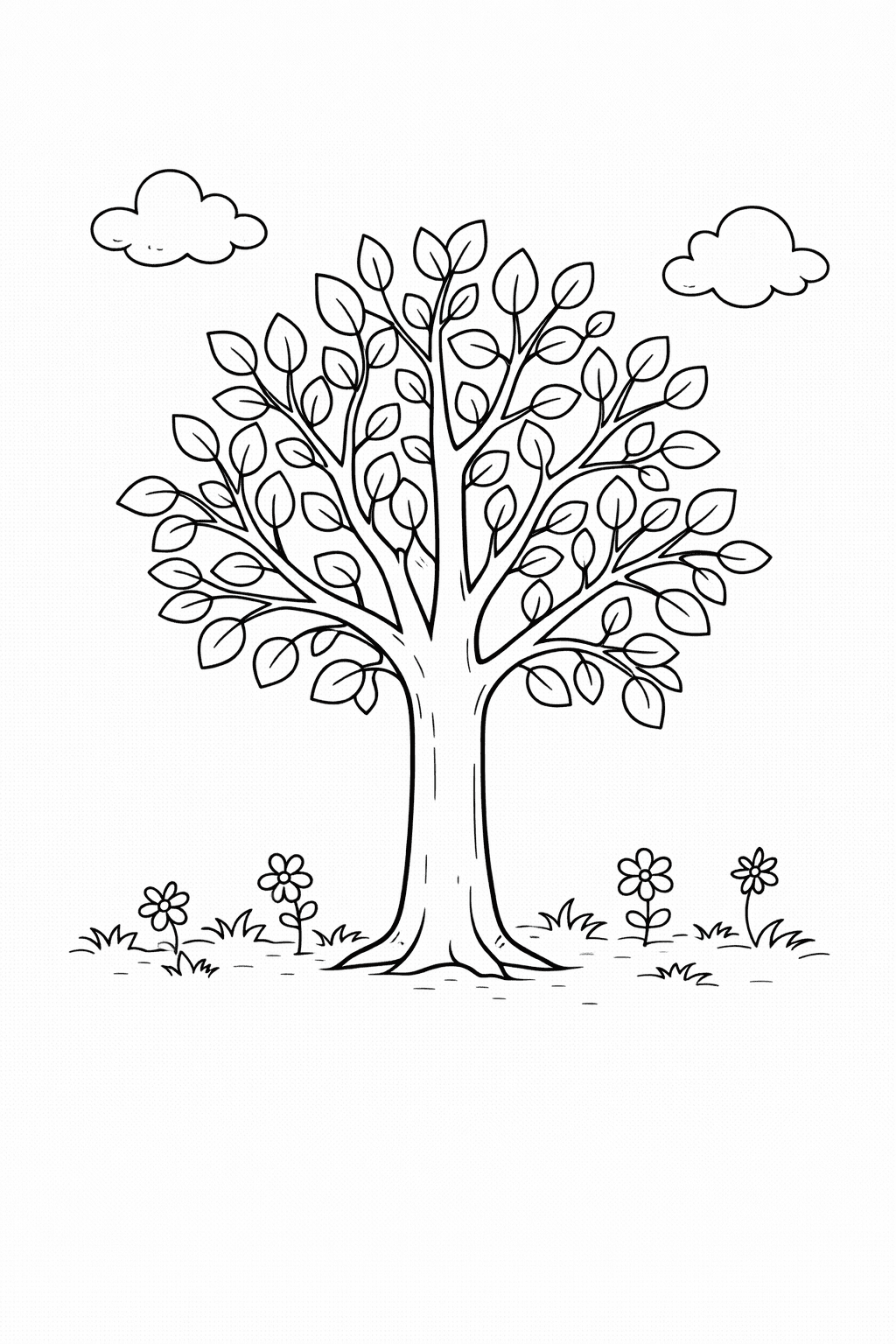 Drzewko do druku – Szablon drzewka do kolorowania