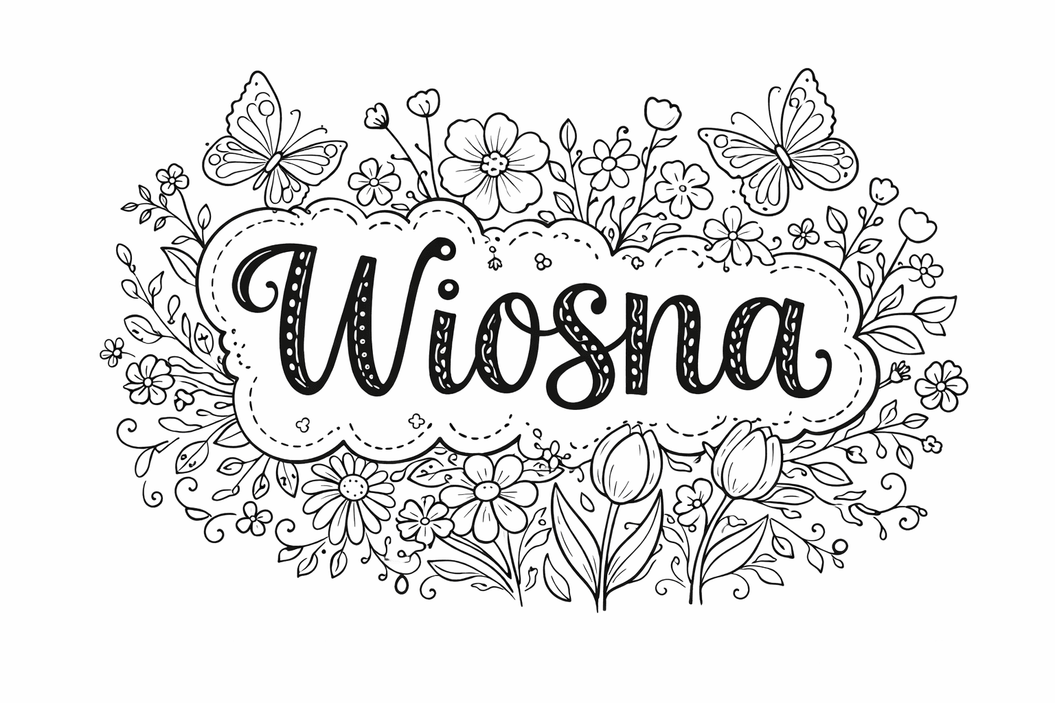 Napis „Wiosna” do druku – Dekoracyjny napis do wydrukowania