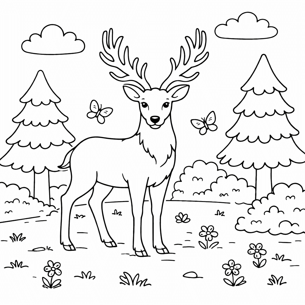 Jeleń do druku – Kolorowanka z jeleniem