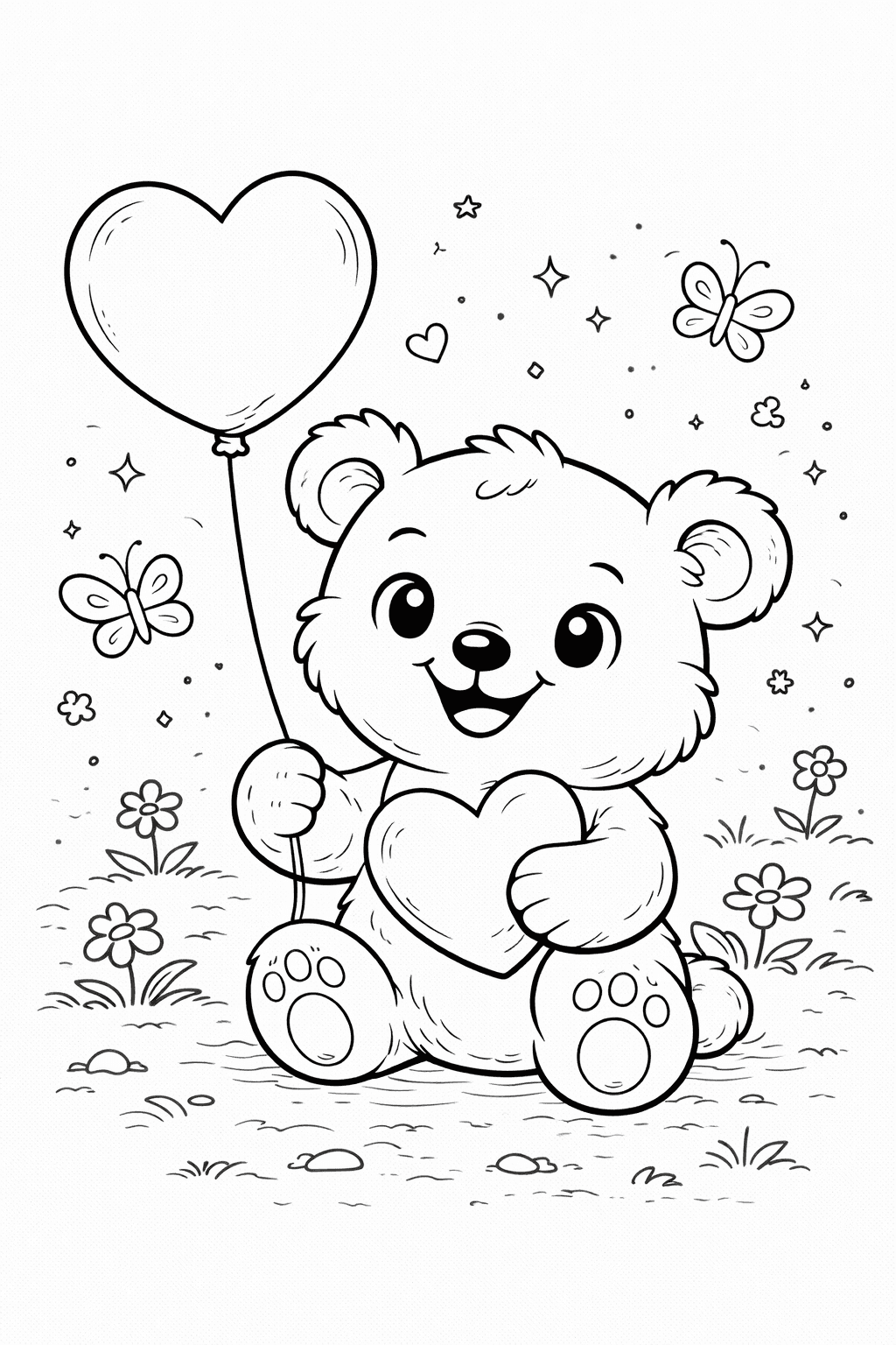 Miś kolorowanka do druku – Uroczy miś do kolorowania