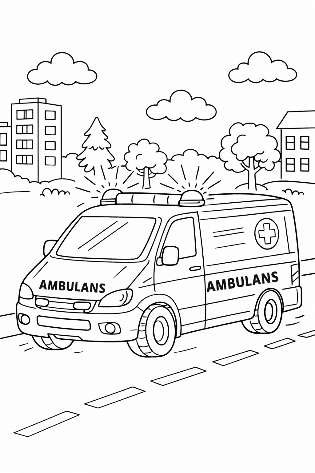 Karetka pogotowia do druku – Kolorowanka karetki