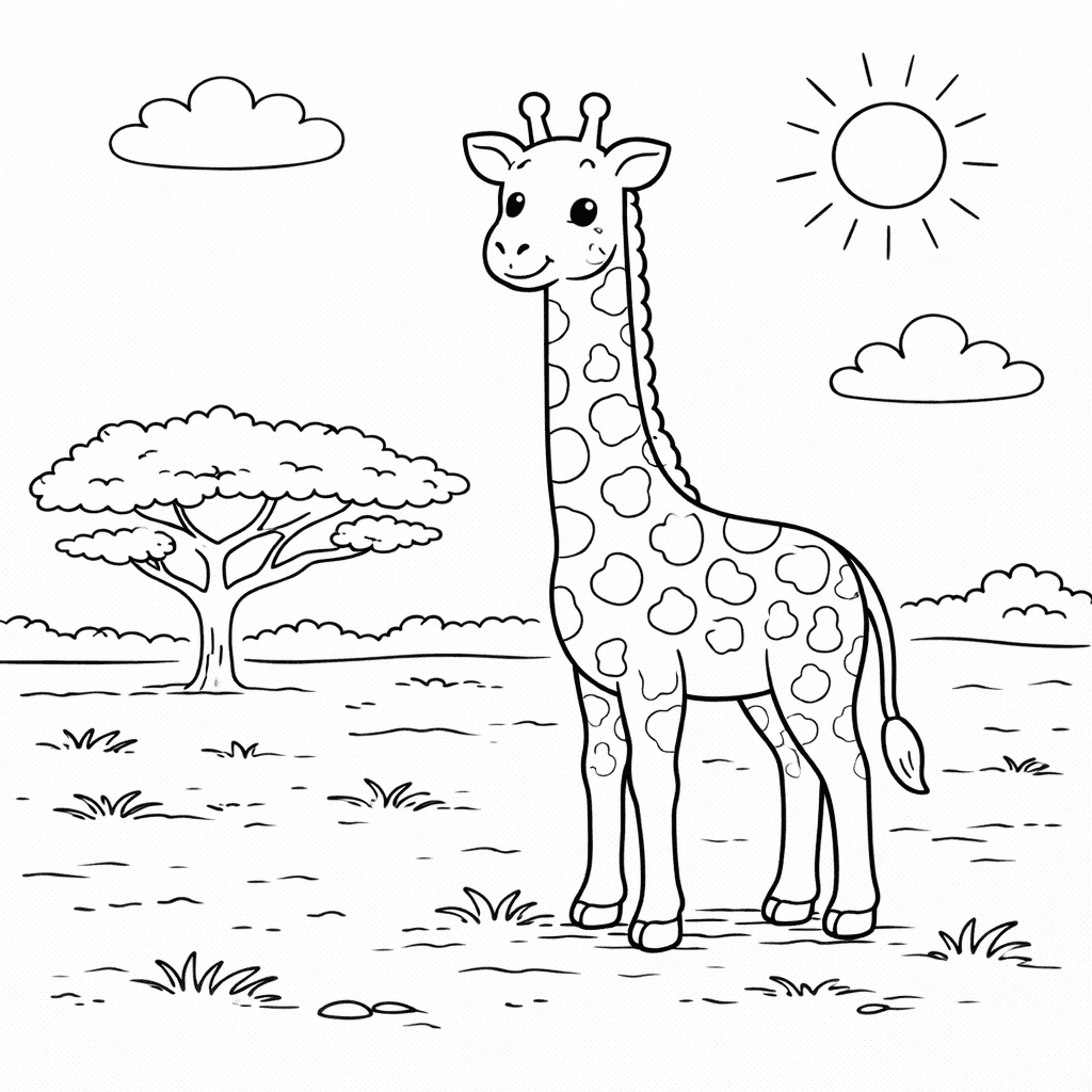 Żyrafa do druku – Kolorowanka z żyrafą