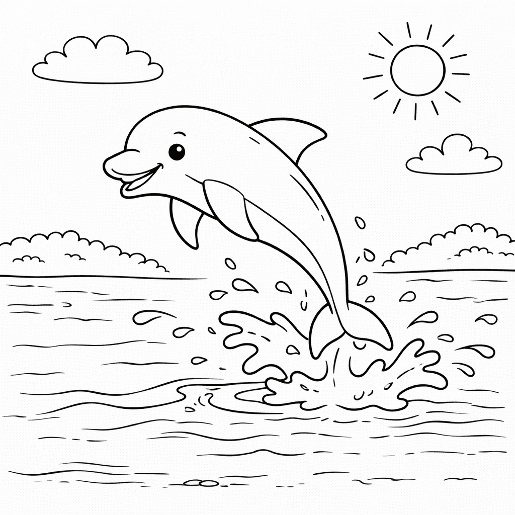 Delfin do druku – Kolorowanka z delfinem