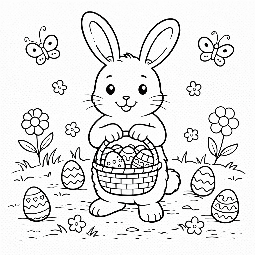 Króliczek wielkanocny do druku – Wielkanocna kolorowanka dla dzieci