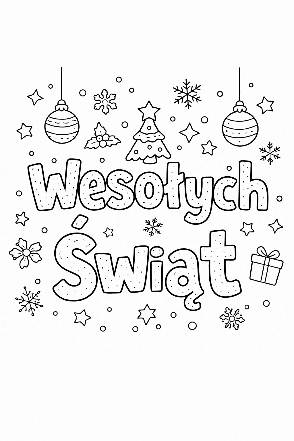 Napis „Wesołych Świąt” do druku – Świąteczny napis do wydrukowania