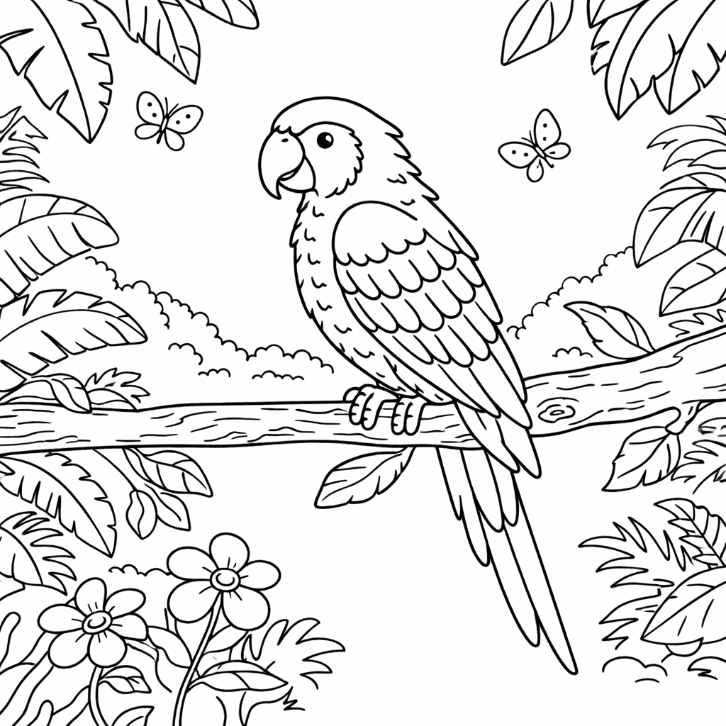 Papuga do druku – Kolorowanka z papugą