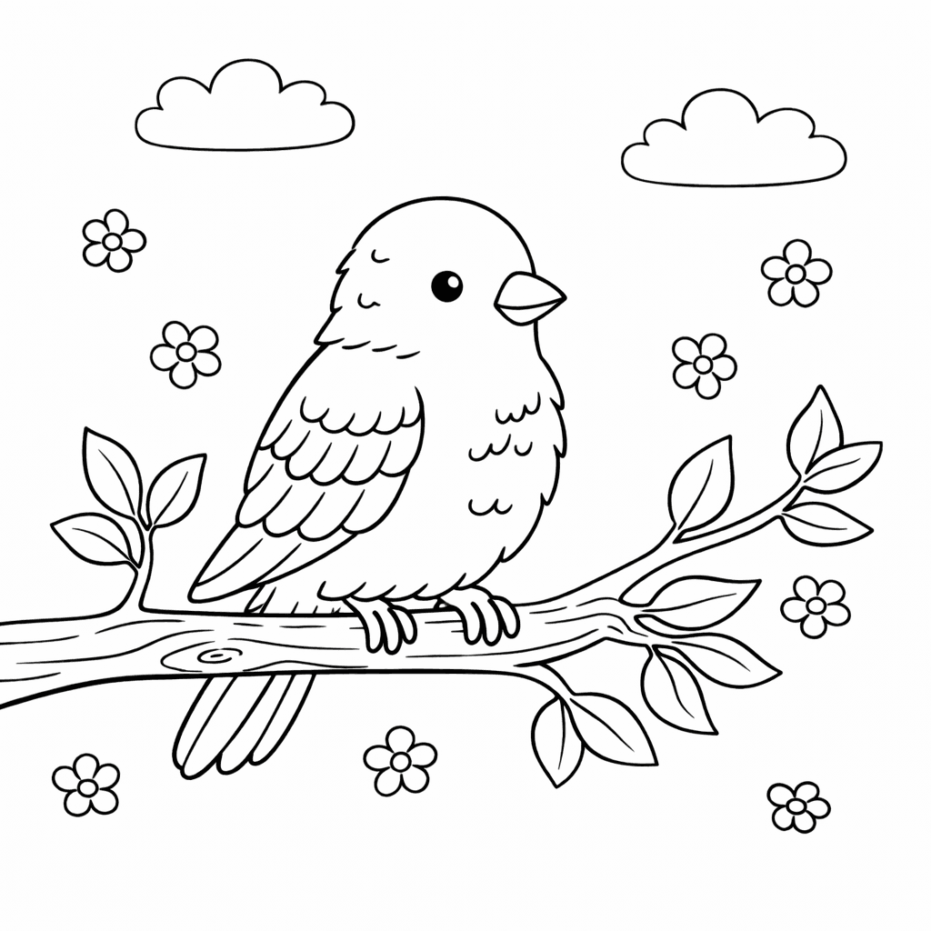 Kanarek do druku – Kolorowanka z kanarkiem