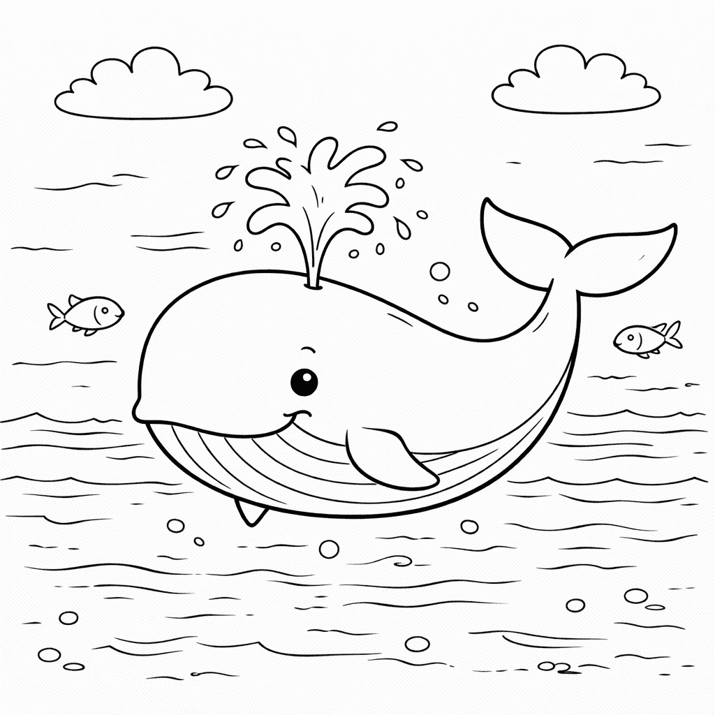 Wieloryb do druku – Kolorowanka z wielorybem