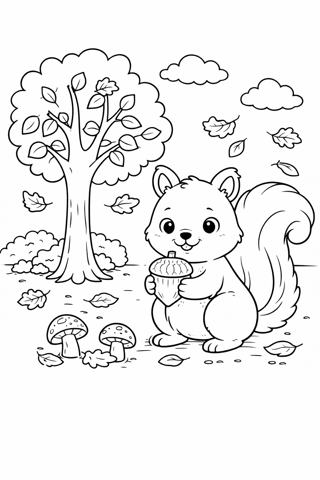 Wiewiórka do druku – Kolorowanka z wiewiórką dla dzieci