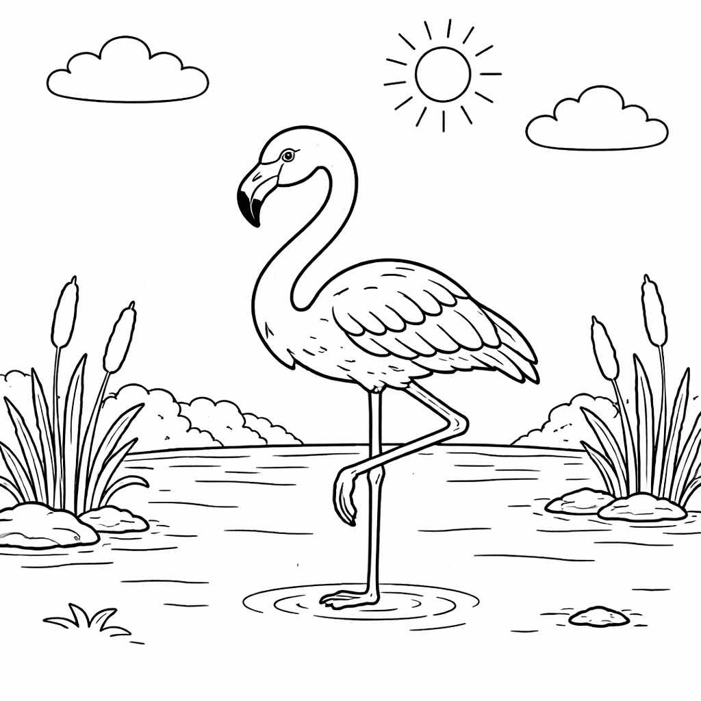 Flaming do druku – Kolorowanka z flamingiem