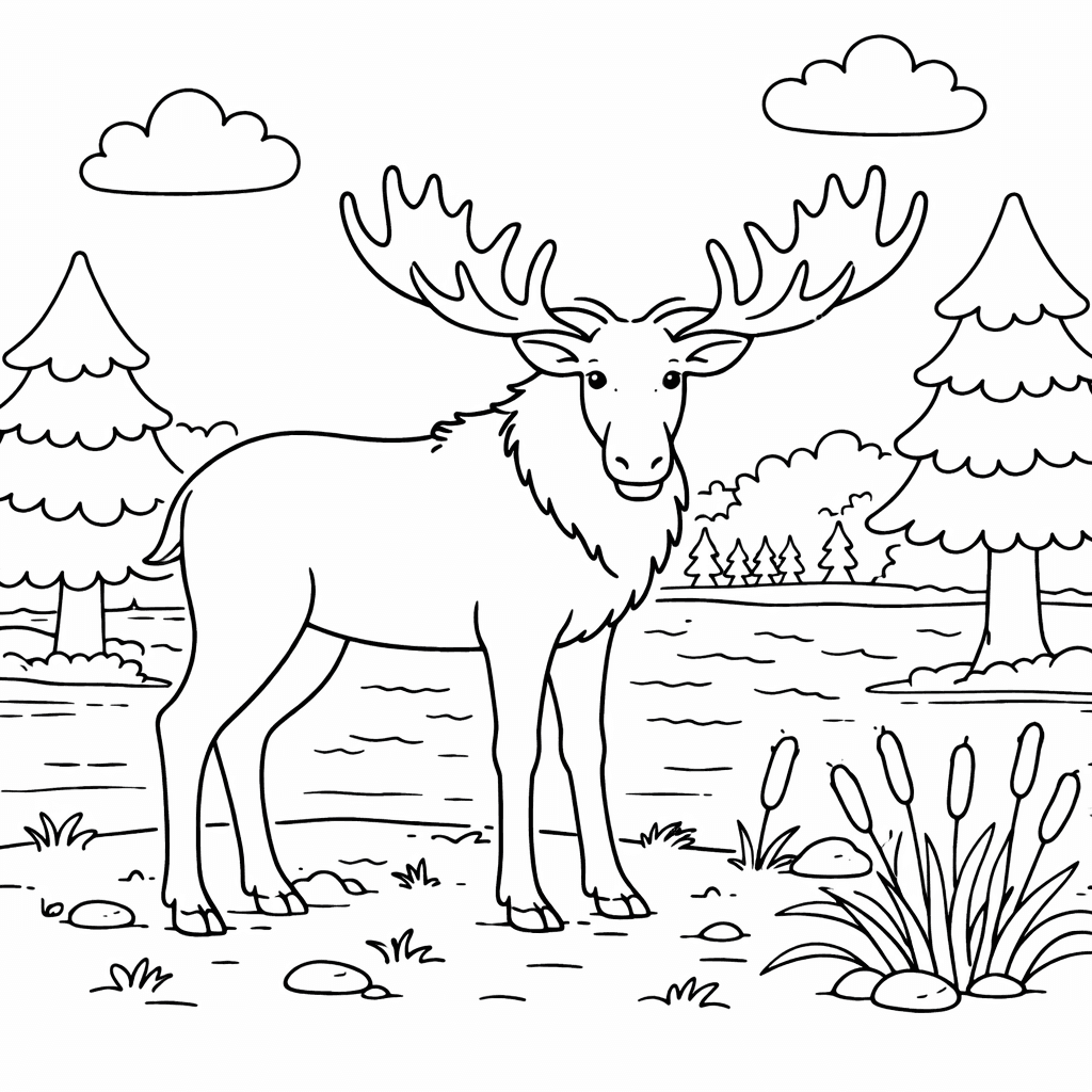 Łoś do druku – Kolorowanka z łosiem