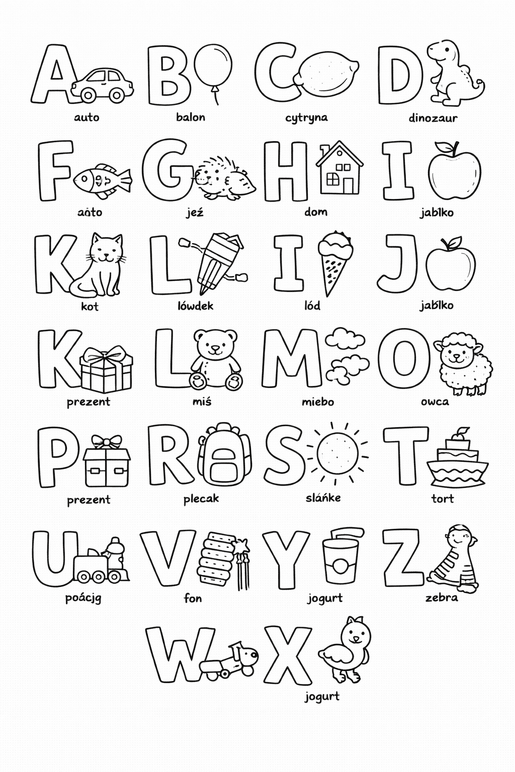 Alfabet do druku – Litery do nauki czytania dla dzieci